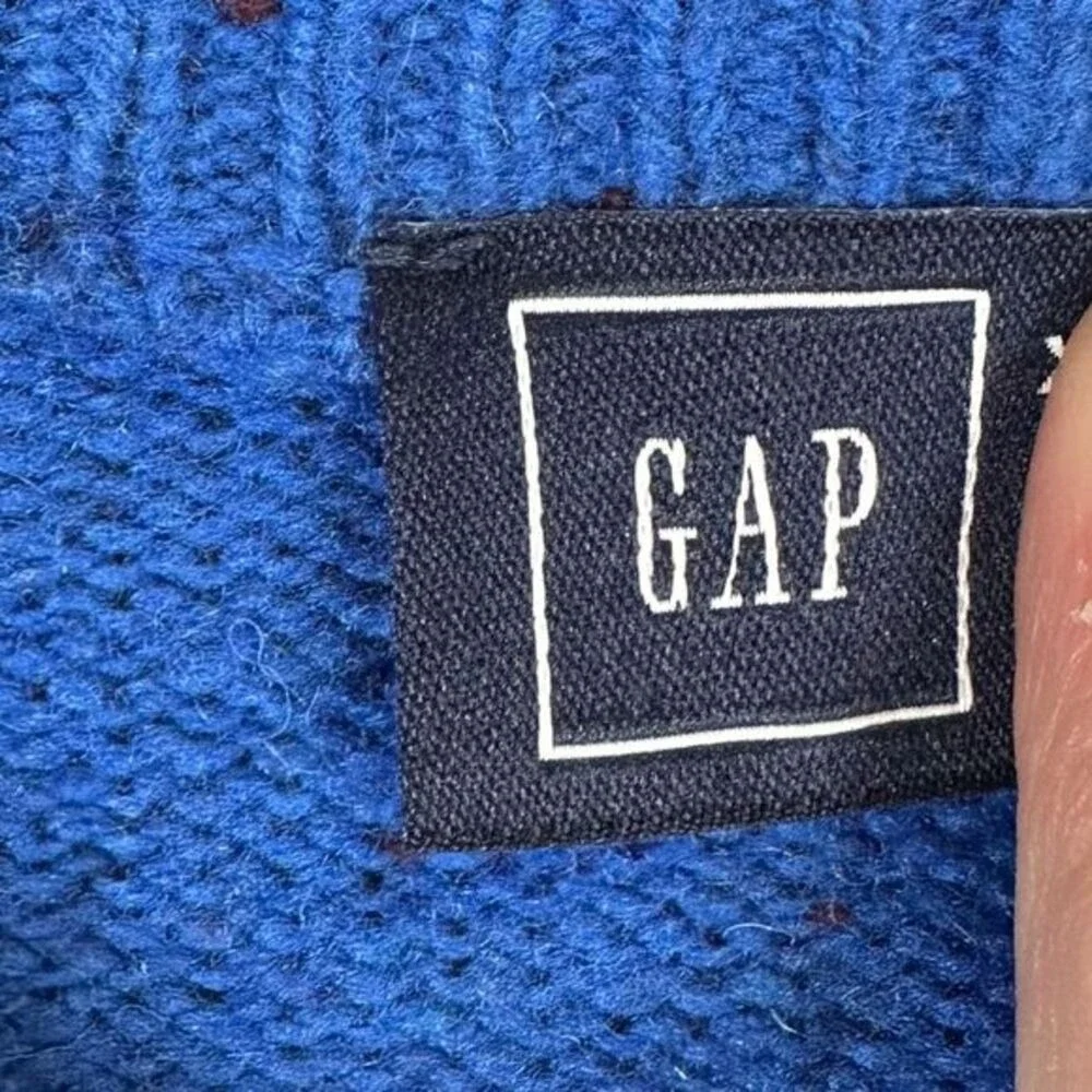 Gap Crew Neck Sweater Adult XL Blue Lambswool Nylon Blend Pullover Knit Mens